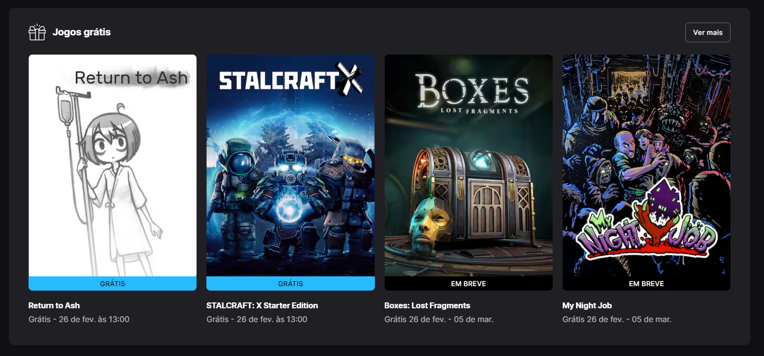 Próximos jogos grátis da Epic Games Store